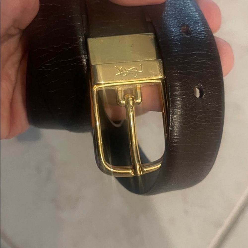 Vintage YSL mens reversible buckle belt 36